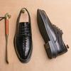 Роскошные брендовые британские туфли с острым носком черного цвета с крокодиловым узором для мужчин, дизайнерские туфли на шнуровке для свадебных платьев, деловая обувь на плоской подошве