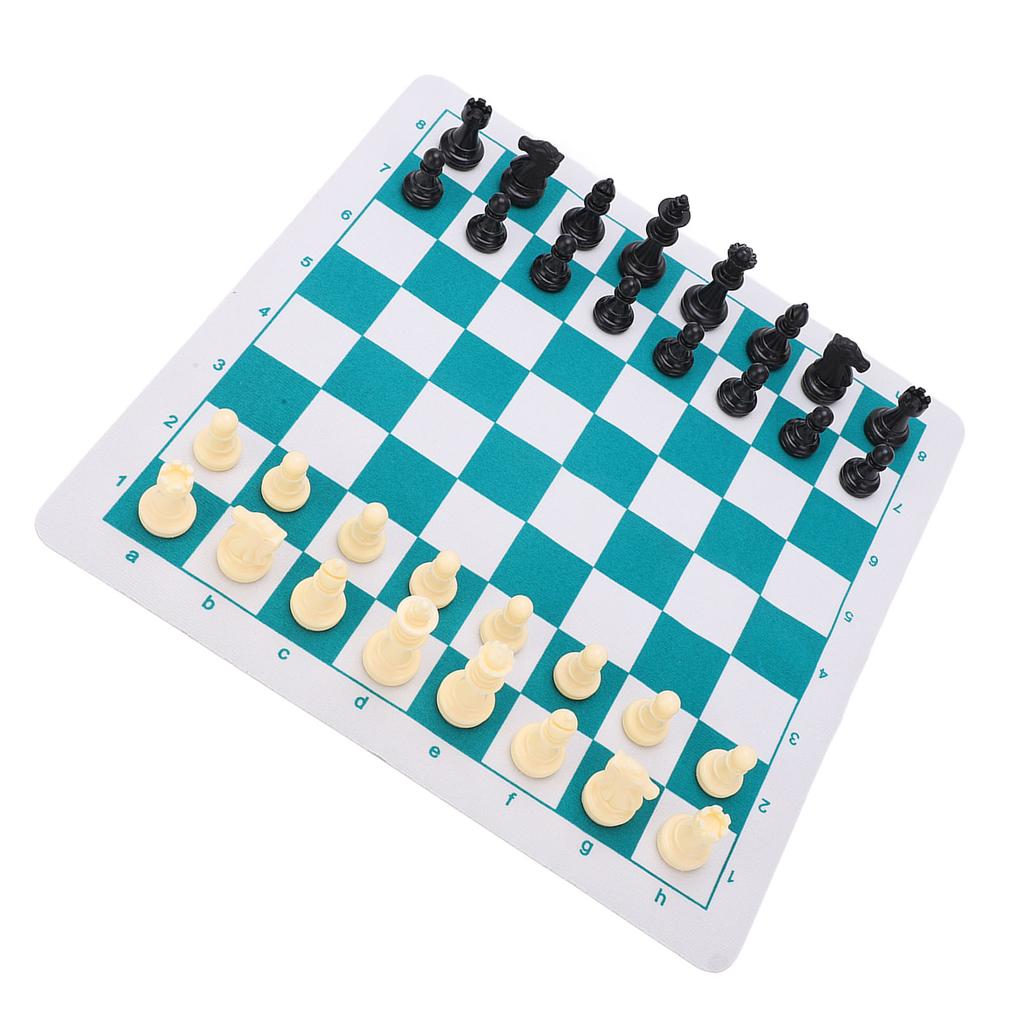 Шахматный набор Пластиковые фигуры Коврик для мыши Настольные игры Шахматная доска из ПУ кожи Дорожный Собрание Детская игрушка