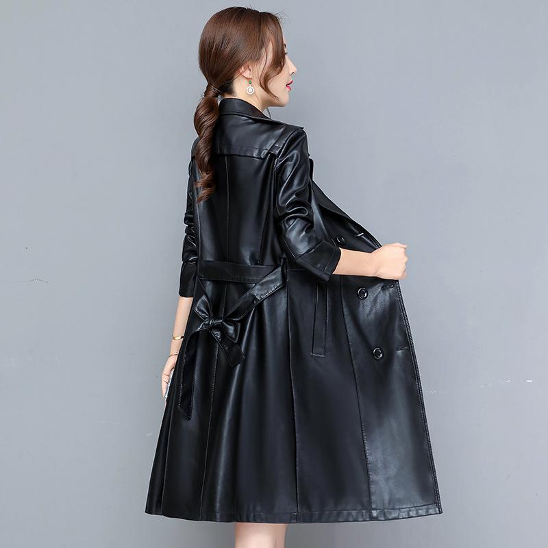 Autumn and Winter New Cotton Leather Coat Women's Mid Length Fashion Imitation Sheepskin Windbreaker Large Motorcycle PU Leather Coat