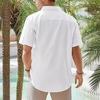 Мужская летняя рубашка с воротником-лацканом, однотонная, на пуговицах, свободная, однобортная, с короткими рукавами, мягкая, дышащая, средней длины, повседневная