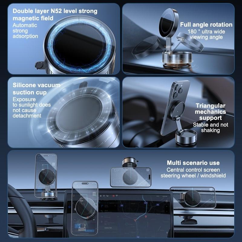 Интеллектуальный вращающийся на 360 ° вакуумный автомобильный держатель для телефона, складной магнитный вакуумный адсорбционный автомобильный кронштейн, универсальный складной держатель