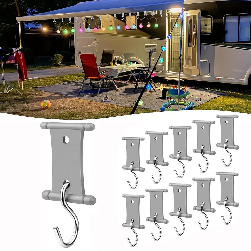 4/8/12/16Pcs S-Shaped Camping Awning Hooks Clips RV Tent Hangers Light Hangers For Caravan Camper Hooks Accessories Outdoor Supplies