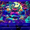 Хиппи Скелет Глаза Ультрафиолетовый Гобелен УФ-Реактивный Горы Кактусы Растения Светятся В Темноте Гобелен Эстетичный Неоновые Гобелены