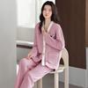 Пижама женская осенне-зимняя из чистого хлопка с межслойным воздушным хлопком, утолщенная, с длинным рукавом, женский комплект домашней одежды