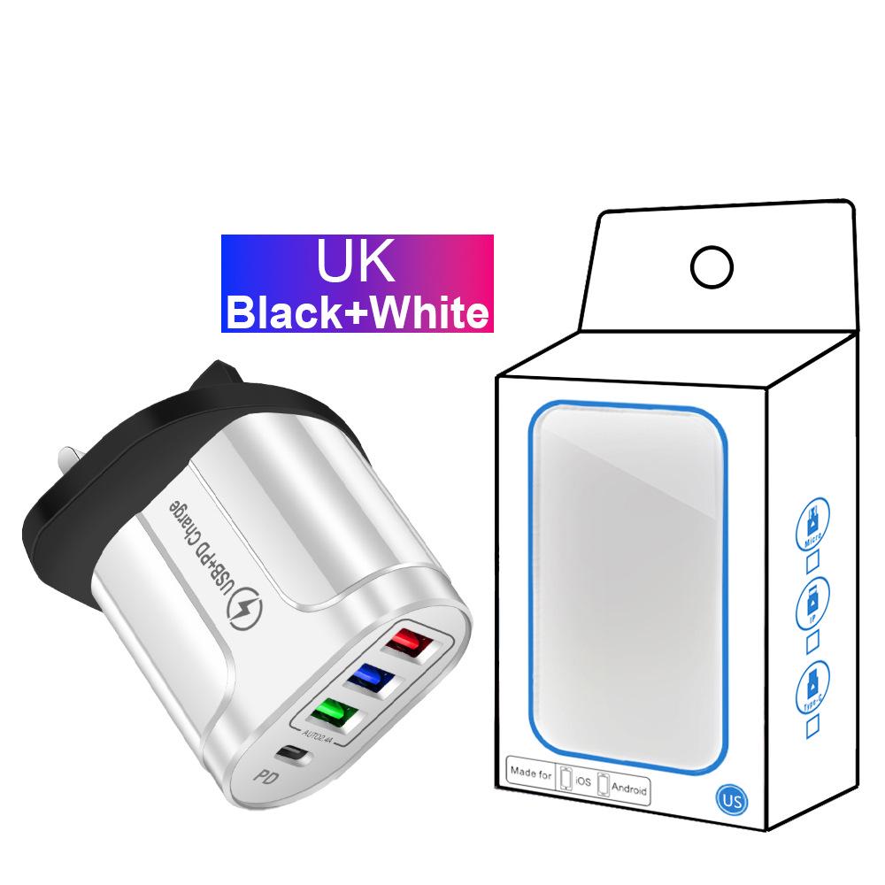 3-Port USB + Type-C Home & Travel Charger, EU/UK Standard, 5V/2.4A, New Model