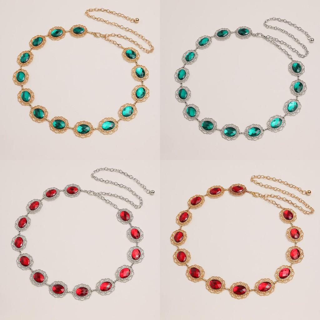 Hollow Metal Stylish Waist Chain With Rhinestone Accents For Women Fashion