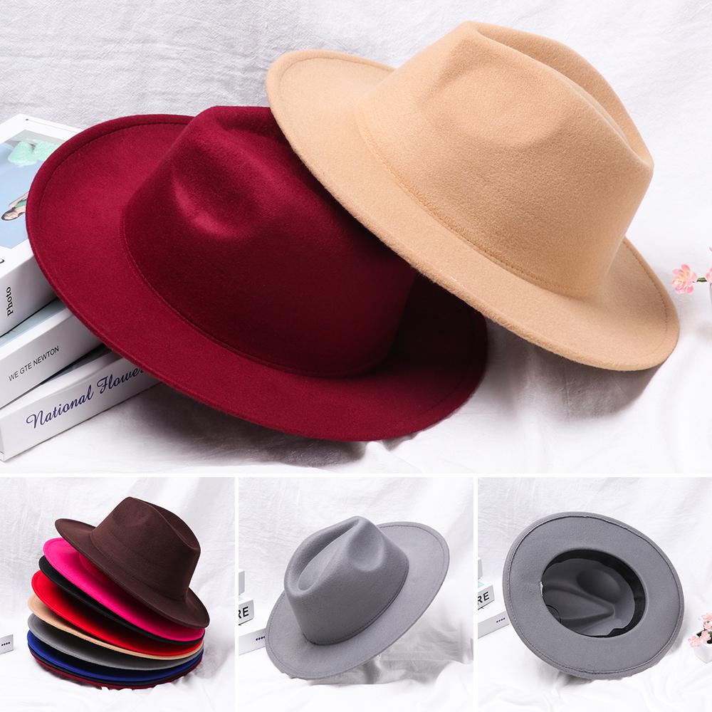Winter Autumn New Fashion Woolen Stage Performance Wide Brim Panama Fedora Hat Cowboy Hat Jazz Cap
