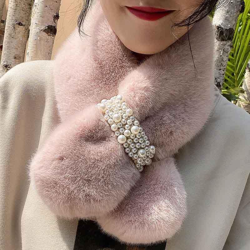Fashion Imitation Rabbit Fur Collar Scarf Autumn Winter Plush Thicken Keep Warm Scarf