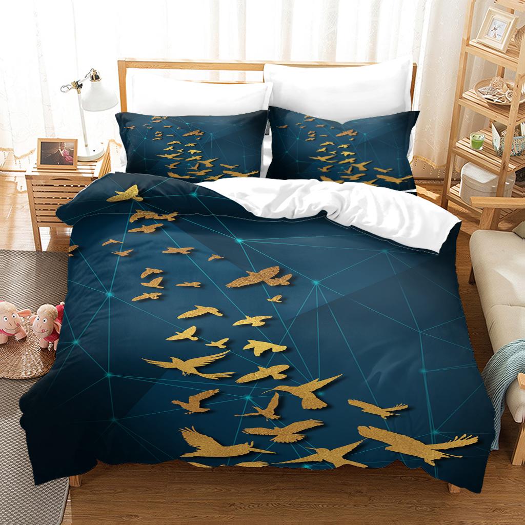 Quilt Collections 3D Animal Golden Bird 3Pieces Duvet Cover Comforter Cover Kids Quilt Cover Full Twin Size Children Bedroom Decoration