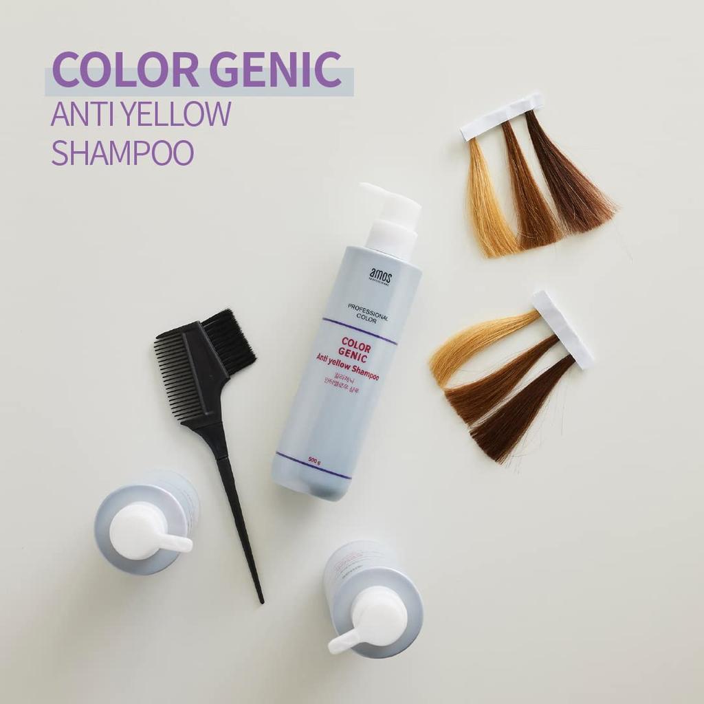 Amos Anti Yellow Shampoo 500 г Цветной шампунь Фиолетовый шампунь Коррекция цвета волос Amos Professional Официальный парикмахерский салон Корейская косметика