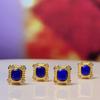 5Pcs, Natural Stone Lapis Lazuli Beads Accented with Golden Edged Adorn, Boho Handcrafted Square Loose Beads for Jewelry Making DIY Crafts 8×9mm