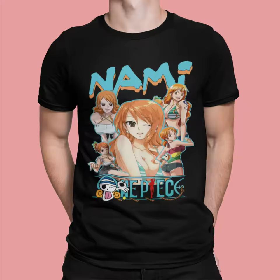 One Piece Anime Nami Printed T shirt Men's and Women's T shirt Men's Top Sports T shirt Men's T shirt Summer Tee 2026 New