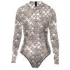 Женский монокини с длинным рукавом и принтом чешуи рыбы, молния сзади, эластичная ткань, цельный бикини, карнавальный костюм