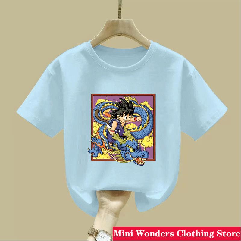 Dragon Ball Summer Short Sleeve  Shirt Kids Tops Tee Anime Figures Son Goku Super Saiyan Tshirt Boys Tshirts Children Clothes