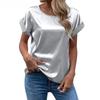 Summer Women's T-shirt Short-sleeved Satin Shirt Loose Casual Round Neck Satin T-shirt Women's Tops
