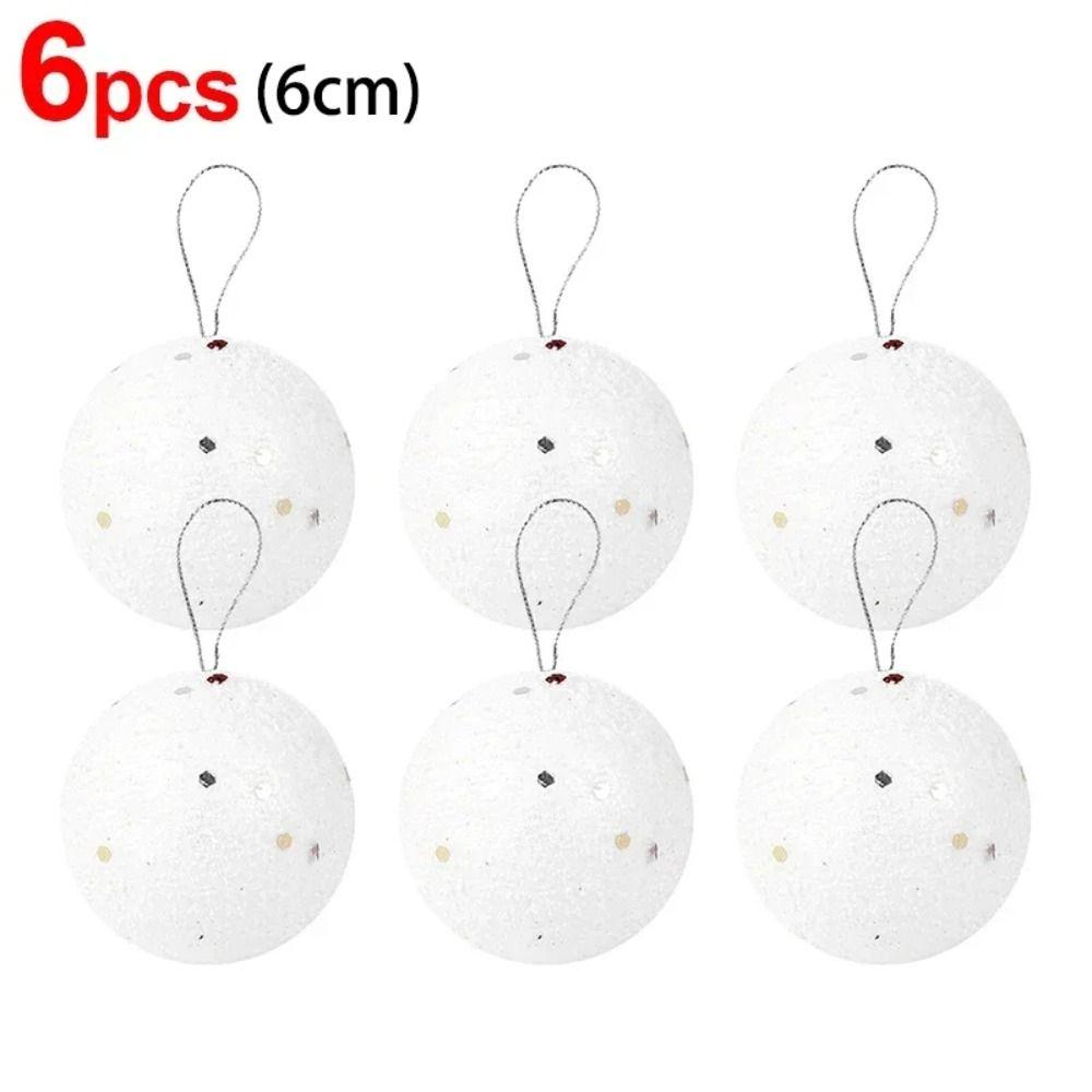 6 шт. Свадебные Рождественские украшения для елки Белые пенопластовые подвесные шары Новогодние праздничные принадлежности