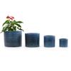 Mini single ceramic plant pot diameter 17.5 cm, glossy dark blue with herringbone relief, breathable with drainage hole for succulents & desk herbs