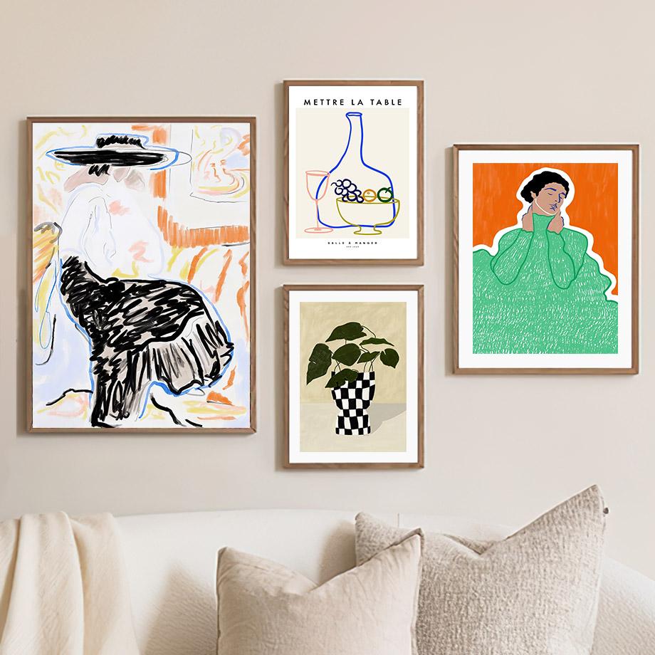 Винтажная акварельная картина на холсте, женский цветок, абстрактное настенное искусство, украшение для гостиной, фотографии и принты, постер для домашнего салона