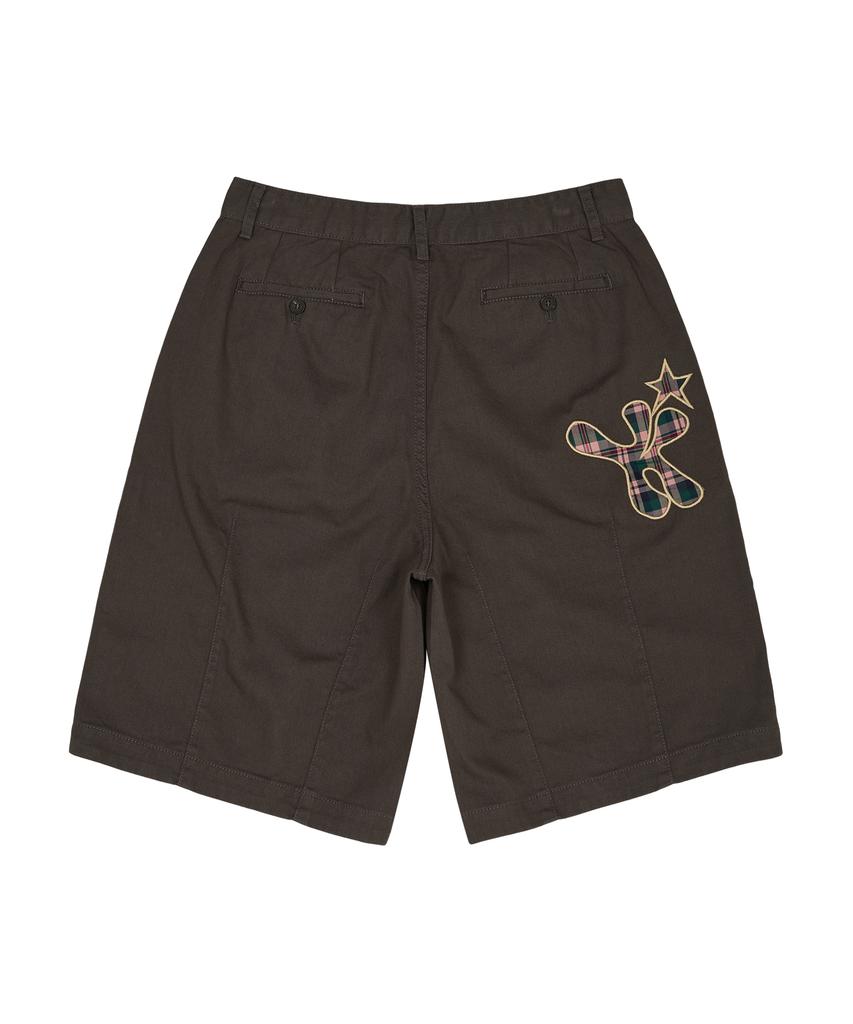 WAIKEI Check Applique Half Pants Charcoal