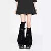 Cargo Denims Leg Sleeves with Buckled Strap for Women Harajuku Punk Leg Warmer Boot Cover Over Knee Flared Stockings  Black