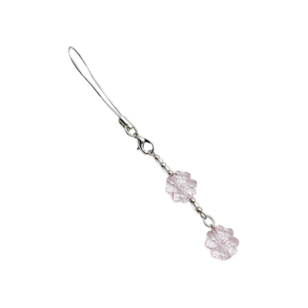 Colorful Keychain Elegant Beaded Four Leaf Clovers Phone Pendant Bag Charm Stylish Accessory for Fashion Enthusiasts