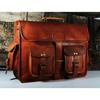 Vintage Briefcase Goat Leather Messenger Real Satchel Bag Brown Genuine Laptop