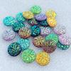 Diy 40pcs 14mm Round Flower Pattern Flat Back Party Decoration Button Lane Stone scrapbook.-A30