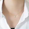 92.5 Silver Round Pendant Cubic Mini Chain Necklace