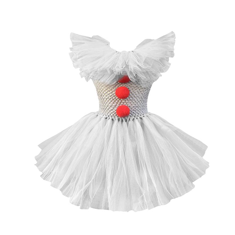Halloween Grey Joker Costume for Kids Clown Cosplay Carnival Party Clothes Gray Children Girls Fancy Tulle Tutu Dresses