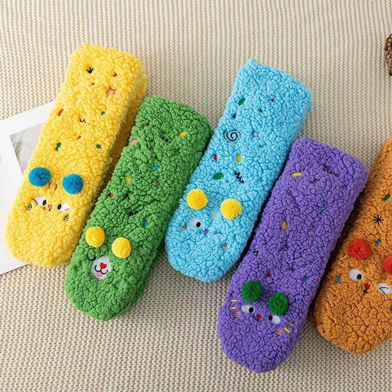 Носки из овчины для женщин, длиной до середины икры, милые домашние носки для осени и зимы, утолщенные и теплые, очень толстые носки для сна для домашнего использования