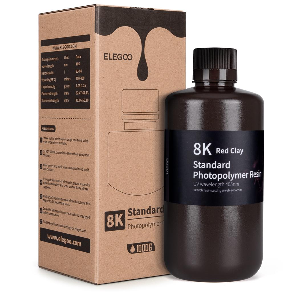ELEGOO 8K 3D Printer Resin 405nm Standard Photopolymer Resin UV-Curing Resin Best for SATURN 2 8K 3D Printer Space Grey 1000g