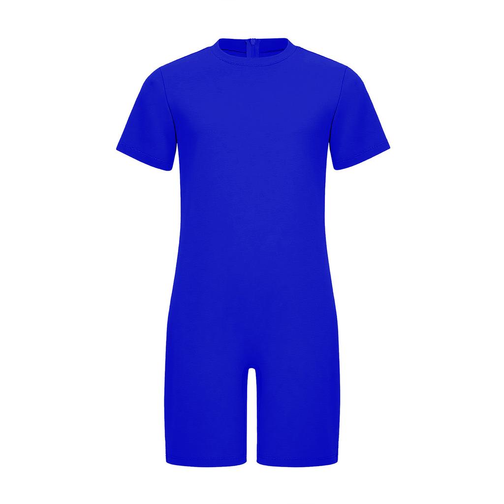 Адаптивная одежда для мальчиков и девочек, комбинезон с коротким рукавом и круглым вырезом, сзади потайная молния, однотонный