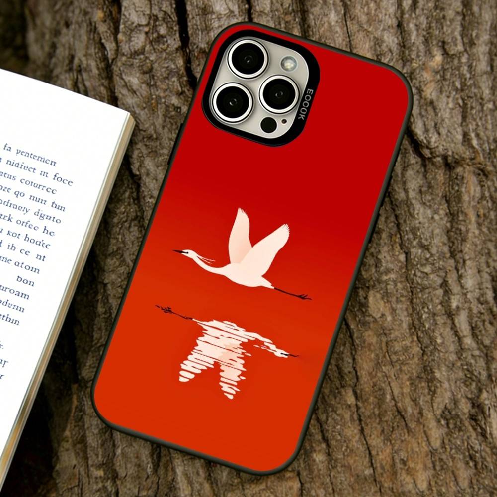 Чехол для телефона с журавлем для iPhone 17,16,15,14,13,12,11 Plus,Pro Max,XS,Разноцветный Серебристый Черный Чехол