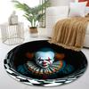 Horror clown pattern printed round rug, living room, bedroom, game room rug, non-slip mat, gift