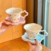 Надглазурный цветной кофейный набор чашка и блюдце, высокоценная керамическая чашка для послеобеденного чая для девочек, высококлассная изысканная подарочная коробка