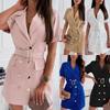 Women's Casual Fashion Waist-skimming Button Decorated Suit Short-sleeved Dress