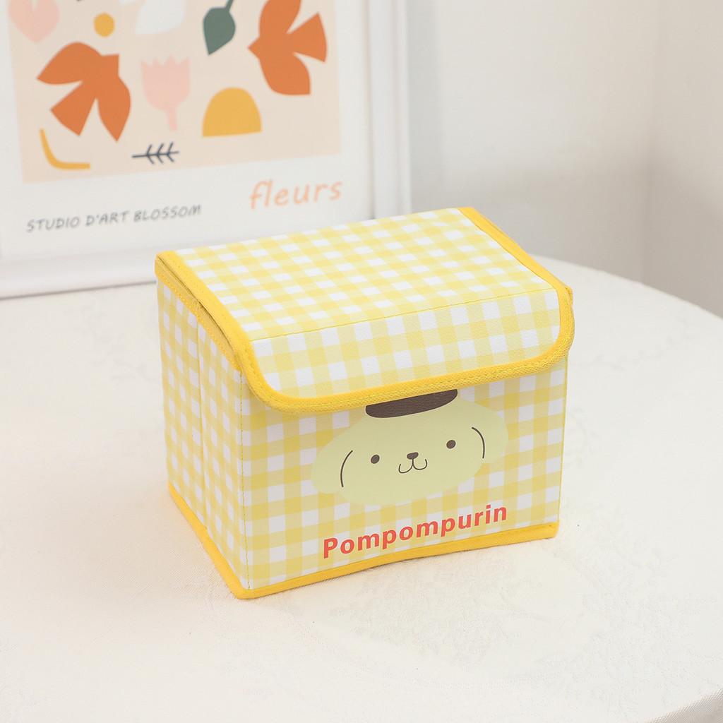 Hello Kitty Kuromi Cinnamoroll Melody Узор в клетку Складной откидной ящик для хранения для офиса и спальни