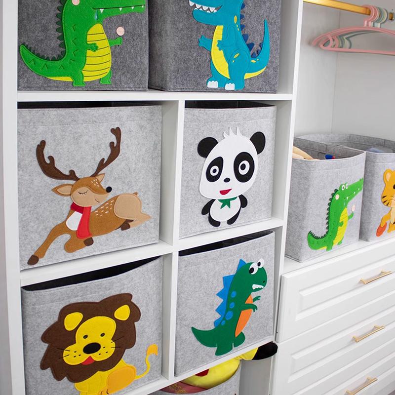 Складной кубический ящик для хранения игрушек, детский органайзер для игрушек, войлочная тканевая корзина для хранения игрушек в виде животных из мультфильмов, детские контейнеры для игрушек