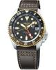 5Sports SSK036K1 Механические GMT Мужские часы с коричневым кожаным ремешком SSK036