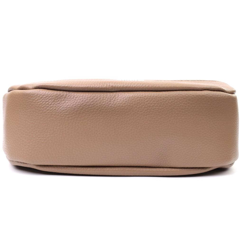 Women's Genuine Leather Shoulder Bag with Unusual Runner Keychain Vintage 22618 Beige