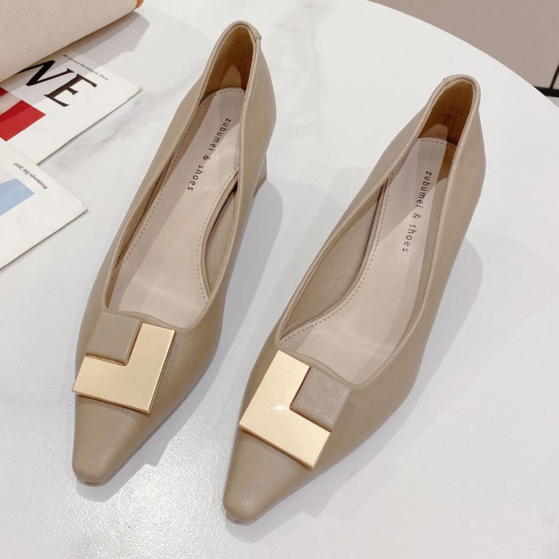 Корейская модная профессиональная обувь на одинарной платформе, женственная темпераментная женская обувь на высоком каблуке с квадратной головкой в ​​сказочном стиле, женская обувь на толстом каблуке с неглубоким носком и толстым каблуком