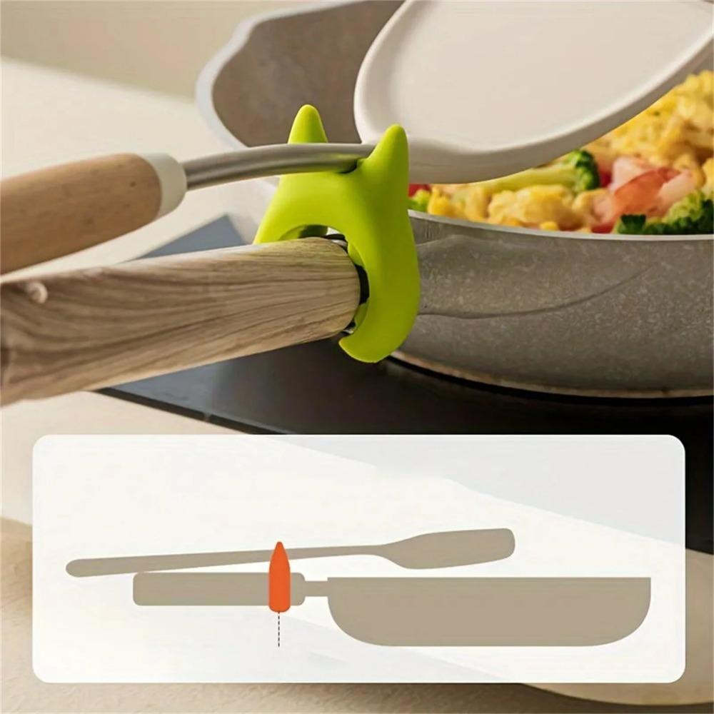 Portable Pot Clips Cartoon Silicone Pot Spoon Rack Side Kitchen Support Clip Holder Anti-scalding Support Rack Kitchen Tools