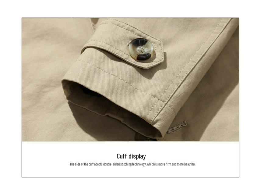 Men's Autumn Casual Washed Mid-Length Windbreaker Jacket