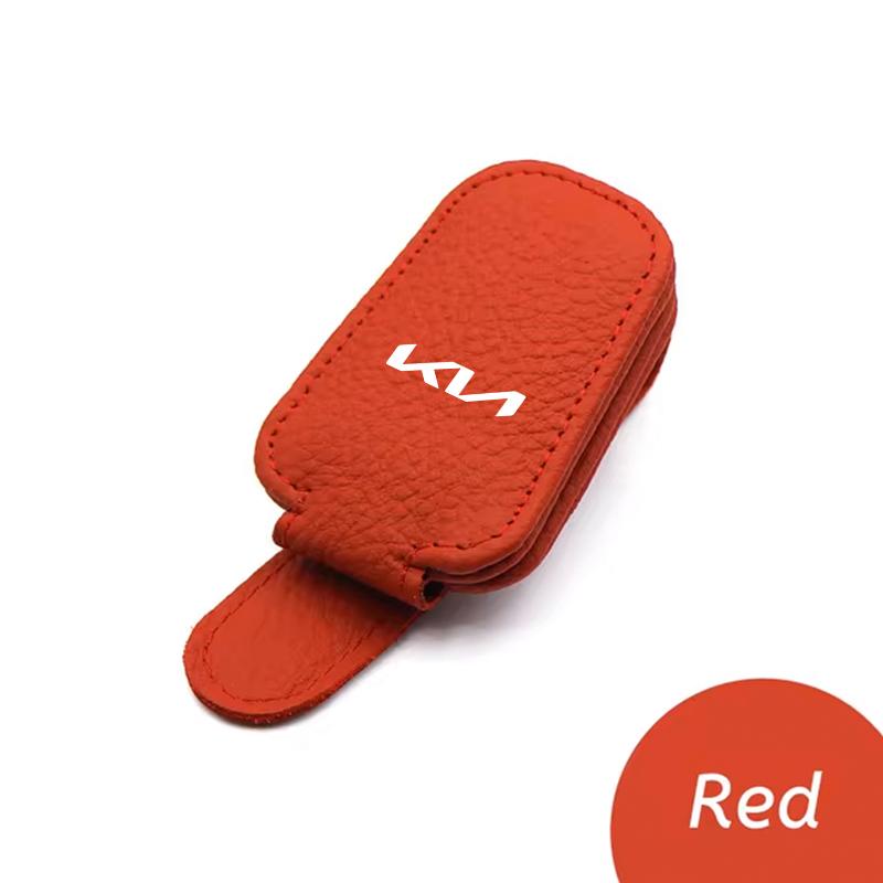 AEF1 Car Leathers Glasses Clip Sun Visor Sunglasses Card Box For Kia Cerato Venga Cadenza K9 Seltos Telluride Niro Morning Picanto Ri