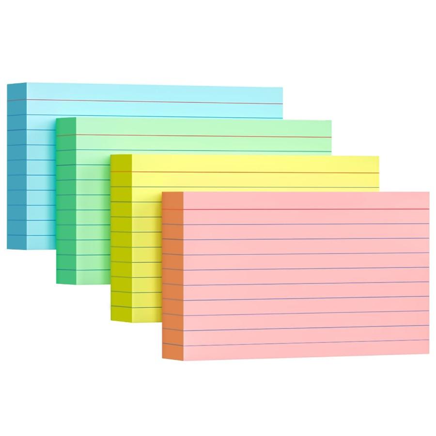 Colored Index Cards 3x5, 250 Pack, Ruled Index Cards, Flash Cards for Studying, Heavy Note Cards for Office, Home and College F