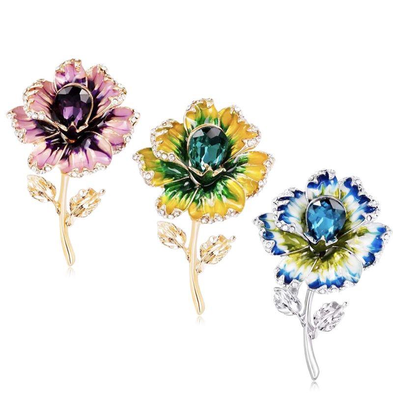 Элегантная брошь-булавка в виде цветка из хрусталя и стекла – европейский и американский дизайн