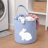 Embroidery Easter Rabbit Basket Plaid Easter Gift Basket Reusable Toys Storage Bag  Nursery Storage