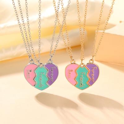 Ожерелья Best Friend для 3 одинаковых кулонов в форме сердца, магнитное ожерелье Bff Friendship