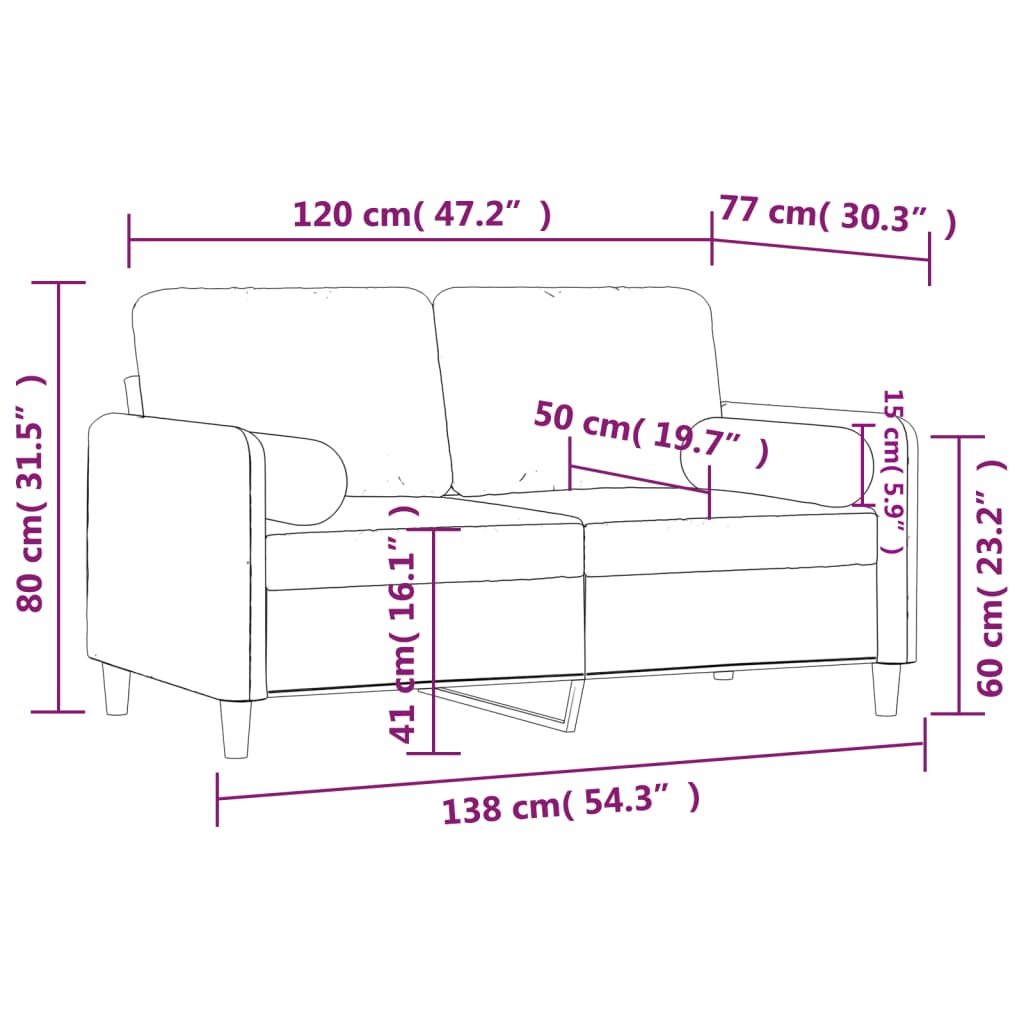 Vidaxl 2-Osobowa Sofa Z Poduszkami, Różowa, 120 Cm, Aksamit
