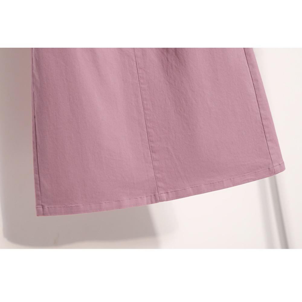 DIMANAF 2025 Большие размеры Новые весенние эластичные хлопковые юбки женские А-силуэта модная свободная юбка с высокой талией винтажное макси